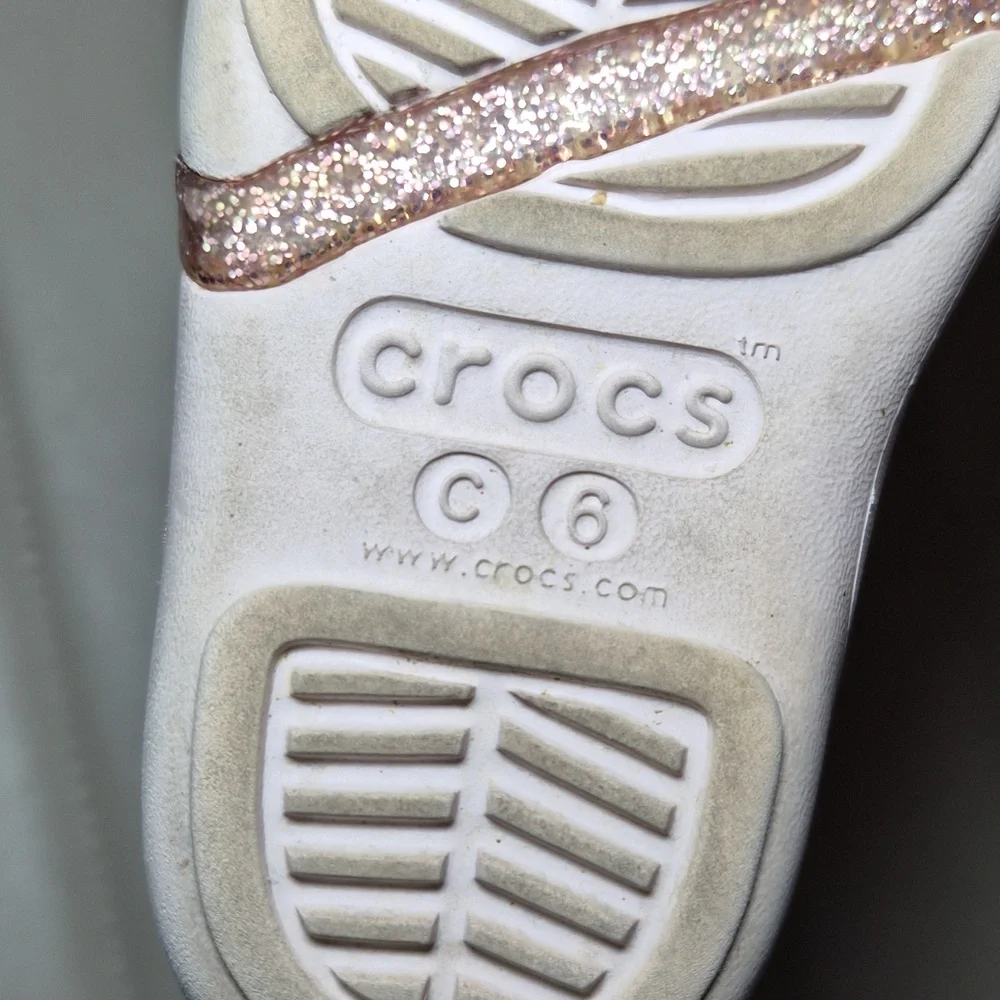 CROCS Girls' White and Pink Princess Sandals